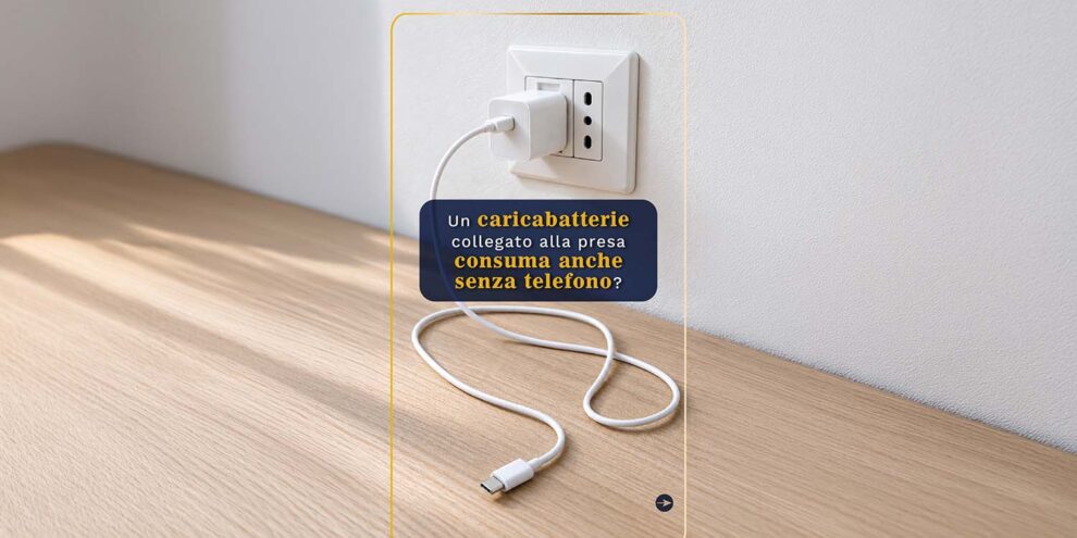 Caricabatterie attaccato alla presa: consuma anche senza telefono?